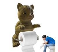 Porte-Rouleau De Toilette Animal | Support Distributeur De Papier Essuie-Tout Chat,Accessoire Mural En Résine Pour Salle De Bain & Cuisine - Distributeur Décoratif Sans Perçage En Forme De Statue Anim