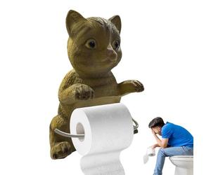 Porte Rouleau De Toilette Chat - Support Murale Chat Design | Distributeur De Mouchoirs Murale en Résine Décor Animal pour Cuisine Salle De Bain Organisation Et