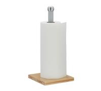 Relaxdays Support à essuie-Tout, Vertical, Bambou & métal, pour la Cuisine, HxLxP : 35 x 16 x 16 cm, Nature - Gris