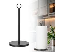 Porte-Rouleau Essuie-Tout Noir sur Pied - Support de Cuisine en Acier Inoxydable pour Plan de Travail sans Perçage