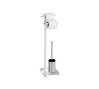Porte-Rouleau et Porte-Brosse à Dents - Lampadaire à Rouleau pour 2 Rouleaux et Brosse de Toilette en métal, 20 x 20 x 73,5 cm, Gris