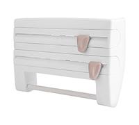 Porte-rouleau Mural à 3 Compartiments, Porte-rouleau de Cuisine, Porte-rouleau de Papier pour 3 Rouleaux de capsule avec Lames Tranchantes comme un Rasoir pour Cuisine, (Blanc)