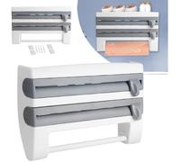 Porte-rouleau mural - Support Gris Papier Film Alu Cuisine Découpe facile - ABS - 39 x 10 x 24 cm