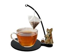 Porte-sachet de thé drôle 2D acrylique antidérapant résistant à la chaleur | Support pour sachet de thé et repose-ficelle pour bureau, voyage, camping, quotidien, adultes, famille, collègues de travail