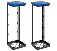 vidaXL Porte-Sacs poubelles 2 pcs Noir et Bleu 120 L PP, Support de Sac, Support de Sac de déchets de Jardin, Support de Sac Poubelle de Camping