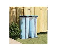 vidaXL Porte-Sacs poubelles 2 pcs Noir et Bleu 120 L PP