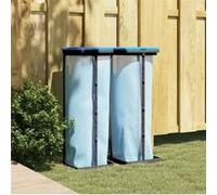 vidaXL Porte-Sacs poubelles 2 pcs Noir et Bleu 120 L PP, Support de Sac, Support de Sac de déchets de Jardin, Support de Sac Poubelle de Camping
