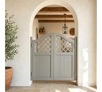 Porte Saloon Battante Double,Porte Partition en Bois de Pin avec Charnières | Portillon Bois de Séparation Facile à Installer pour Cuisine, Bar et Couloir(Gray,112x90 cm (WxH))