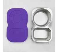Porte-sauce à deux sections en acier inoxydable avec couvercle en silicone pour déjeuner de bureau, voyages, camping et sorties en famille (violet)