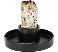 Porte-sauge - Brûleur de sauge en céramique - Bol à baver, support Palo Santo et brûleur à sauge blanche - Ensemble porte-encens - Kit de nettoyage spirituel (sauge non incluse)