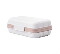 Porte-savon, 1 étui à savon de voyage portable avec design auto-drainant, facile à nettoyer, plat en polypropylène rigide pour salle de bain, cuisine, camping, gris, bleu, blanc, orange, rose (blanc)