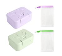 Porte-Savon 2 Pièces Avec Sacs à Savon, Couvercle et Boîte de Voyage Portable Pour Camping, Maison, Salle de Bain (Violet, Vert)