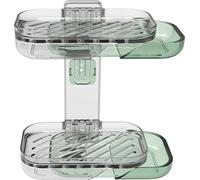 porte-savon à 2 couches Porte-voyage Porte-savon amovible et autocollant pour la douche murale Porte-savon Brasket Montage mural Inoxydable, sans clou, sans perçage, vert
