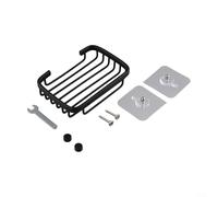 Porte-savon à ventouse en aluminium avec double ventouses solides pour salle de bain et douche, résistant à la rouille et économiseur d'espace (noir)