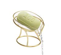 Porte-Savon Auto-drainant, Boîte à Savon Créative, Plateau Décoratif de Salle de Bain Avec Cadre en Fer Doré, Élégant en Forme de Feuille Pour la Maison (#2)