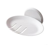 Porte-savon auto-drainant pour salle de bain et cuisine avec ventouse facile à installer pour une utilisation pratique (blanc)