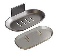 Porte-Savon Autocollant 1 Pièce, sans Perçage, Montage Mural avec Récipient De Collecte d'eau, Aucun Perçage Requis pour Porte-Savon, Porte-Savon Noir, Porte-Savon De Salle De Bain
