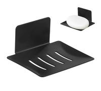 Porte-savon autocollant en acier inoxydable sans perçage - Porte-savon mural pour éponges, brosses, savon - Support mural 3M - Pour salle de bain, cuisine, balcon - Noir