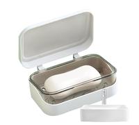 Porte-savon avec couvercle - Support pour mousse, 1 pièce pour l'hygiène de voyage, bac de drainage avec grille perforée, équipement de récurage, boîte de rangement pour douches, lavabos et