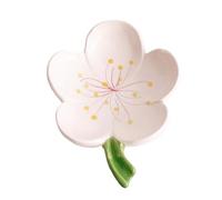 Porte-Savon Boîte à Savon en céramique, Plat Forme de Fleur, Auto-drainant for Garder au Sec, Support pâteux Décoration et Accessoires de Cuisine(White)