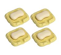 Porte-Savon Boîte à Savon en Forme de Fromage, Plateau créatif for Salle Bain d'hôtel Familial Accessoires de Cuisine pour Plan de Travail(Yellow 4-Piece Set)