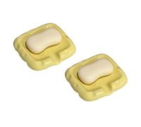 Porte-Savon Boîte à Savon en Forme de Fromage, Plateau créatif for Salle Bain d'hôtel Familial Accessoires de Cuisine pour Plan de Travail(Yellow 2-Piece Set)