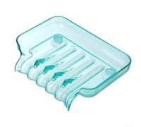 Porte-savon cascade avec ventouse pour salle de bain et cuisine, design surélevé antidérapant, porte-savon en plastique pour zones humides (bleu clair)