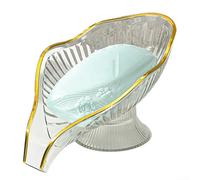 Porte-savon créatif pour salle de bain avec plateau d'évacuation Motif feuille unique pour décoration moderne (transparent)