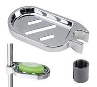 Porte-savon de salle de bain à clipser réglable en ABS avec barre ronde de douche de 22 mm pour tube de tuyau, évier de cuisine de salle de bain (argenté)