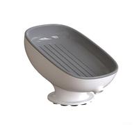 Porte-savon de salle de bain avec ventouses solides en forme de pied de pieuvre, porte-savon double couche avec design d'évacuation pour un retrait rapide de l'eau et un nettoyage facile (boîte grise)