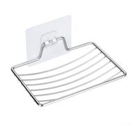 Porte-savon de salle de bain en acier inoxydable avec grille pour rangement mural et hygiénique - Argenté 2