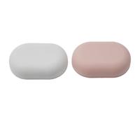 Porte-savon de voyage scellé ovale portable pour salle de bain, douche, rangement blanc, bleu clair, rose (blanc)