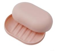 Porte-savon de voyage scellé, récipient ovale portable avec couvercle pour salle de bain et douche, support en polypropylène pour savon de bar, bleu clair (rose)