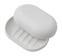 Porte-savon de voyage scellé, récipient ovale portable avec couvercle pour salle de bain et douche, support en polypropylène pour savon de bar, bleu clair (blanc)