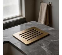 Porte-savon doré pour salle de bain et cuisine en acier inoxydable 304 avec design auto-drainant pour garder le savon sec et organisé sur le comptoir ou l'évier