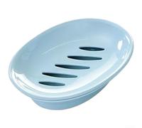 Porte-savon double couche pour douche avec drainage - Porte-savon mural en plastique sans perçage - Organiseur d'évier de salle de bain rose, bleu, vert, 15,5 cm (bleu)