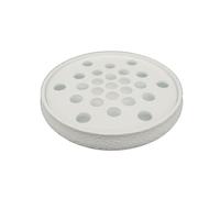 Porte-Savon écologique Rond en matière biosourcée, fabriqué artisanalement en France avec Une Grille Amovible imprimée en 3D pour Un Nettoyage Facile (Blanc)