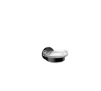 porte savon emco rond, coupelle en verre cristal, 433013300, couleur : noir