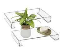 Porte-savon en acrylique transparent, 2 supports de présentation transparents, support pour condiments, savon, gel douche et plateau de pour comptoir, évier, coiffeuse, résistant aux taches
