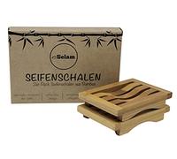 Porte-savon en bambou, lot de 2 - séchage et stockage optimal de vos savons - beau design simple - 100% sans plastique Porte-savon de eSelam