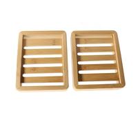 Porte-savon en bois naturel pour salle de bain - Design de drainage aérien - Finition résistante à l'eau 10 x 8,7 x 2,2 cm - Lot de 2 plaques porte-savon