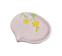Porte-savon en céramique à motif de fleur, porte-savon léger de luxe avec drain, étagère de rangement pour évier, organiseur élégant pour éponge pour décoration d'intérieur (style 3)