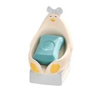 Porte-savon - En céramique - Assise mignonne - Plat de canard - Support de lavabo décoratif avec trous de drainage - Organiseur de comptoir de salle de bain vintage - Idéal pour la cuisine, la salle