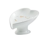 Porte-savon en céramique, couleur unie, auto-drainant, for savon en barre, porte-savon en forme de cœur for lavabo, porte-savon en porcelaine (rouge) 11,5 x 8 cm(Wit)