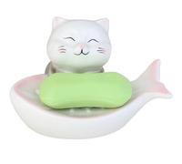 Porte-Savon en céramique en Forme de Chat, Porte-Plateau à Savon en céramique décoratif pour Salle de Bain, adapté aux éviers, aux comptoirs de Cuisine, idées Cadeaux Uniques