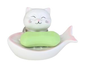 Porte-Savon en céramique en Forme de Chat, Porte-Plateau à Savon en céramique décoratif pour Salle de Bain, adapté aux éviers, aux comptoirs de Cuisine, idées Cadeaux Uniques