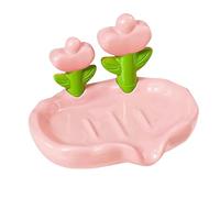 Porte-savon en céramique en forme de cœur à cœur - Porte-savon auto-drainant - Porte-savon décoratif - 1 pièce Qmv547 (14,5 x 11 x 3 cm)