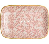 Porte-savon en céramique - Floral blanc/rouge
