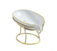 Porte-savon en forme de feuille pour salle de bain avec design auto-drainant, PET + base en fer métallique pour douche, baignoire, évier - Vert foncé (blanc)