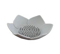 Porte-savon en forme de fleur de lotus - Porte-savon - Porte-savon en silicone - Pour salle de bain, douche, cuisine - Gris